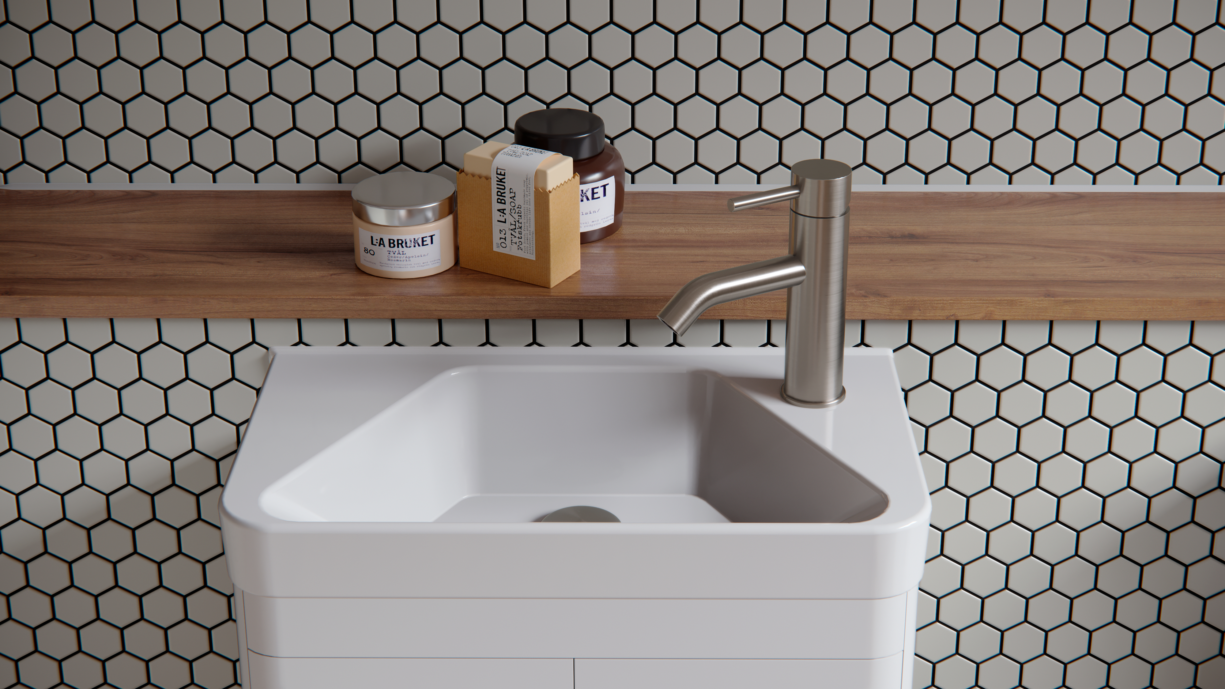 HYDE 50x28cm cloakroom washbasin right tap hole